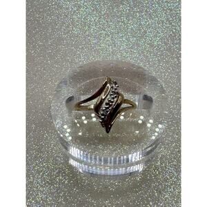 Vintage Diamond Wave Ring – 10K Gold